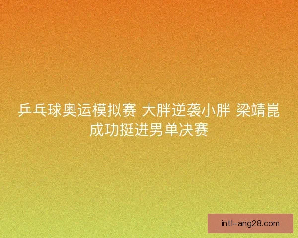乒乓球奥运模拟赛 大胖逆袭小胖 梁靖崑成功挺进男单决赛