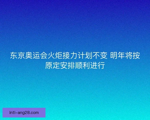 东京奥运会火炬接力计划不变 明年将按原定安排顺利进行